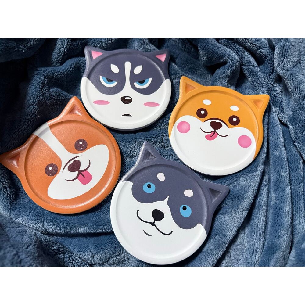Dog Breed Ceramic Coaster Set of 4 Cork Backed Absorbent Drink Coasters